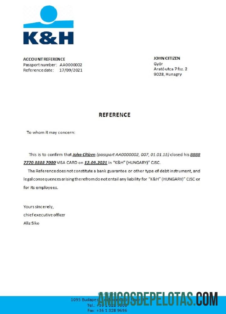 Referência de fechamento K&H da Hungria amostra